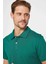 Erkek Slim Fit Dar Kesim %100 Pamuk Desenli Yeşil Polo Yaka T-Shirt 3