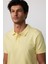 Erkek Slim Fit Dar Kesim %100 Pamuk Düz Pike Sarı Polo Yaka Tişört 1