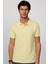 Erkek Slim Fit Dar Kesim %100 Pamuk Düz Pike Sarı Polo Yaka Tişört 2