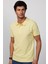 Erkek Slim Fit Dar Kesim %100 Pamuk Düz Pike Sarı Polo Yaka Tişört 4