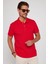 Erkek Slim Fit Dar Kesim %100 Pamuk Düz Pike Kırmızı Polo Yaka Tişört 1