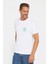 Erkek Slim Fit Dar Kesim %100 Pamuk Yumuşak Dokulu Baskılı Beyaz Bisiklet Yaka T-Shirt 1