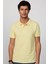 Erkek Slim Fit Dar Kesim %100 Pamuk Düz Pike Sarı Polo Yaka T-Shirt 2