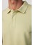 Erkek Slim Fit Dar Kesim %100 Pamuk Düz Pike Yeşil Polo Yaka T-Shirt 4