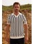 Erkek Slim Fit Dar Kesim Örme Nefes Alan Çizgili Kıvrılmaz polo Yaka T-Shirt 2