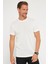 Erkek Slim Fit Dar Kesim Esnek Kumaş Örme Bisiklet Yaka Beyaz T-Shirt 1