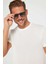 Erkek Slim Fit Dar Kesim Esnek Kumaş Örme Bisiklet Yaka Beyaz T-Shirt 3