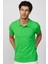 Erkek Slim Fit Dar Kesim %100 Pamuk Düz Pike Yeşil Polo Yaka T-Shirt 1