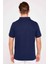 Erkek Slim Fit Dar Kesim %100 Pamuk Düz Pike Lacivert Polo Yaka T-Shirt 5