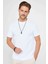 Erkek Slim Fit Dar Kesim %100 Pamuk Yumuşak Dokulu Desenli Beyaz Bisiklet Yaka T-Shirt 1