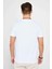 Erkek Slim Fit Dar Kesim %100 Pamuk Yumuşak Dokulu Desenli Beyaz Bisiklet Yaka T-Shirt 5