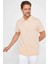 Erkek Slim Fit Dar Kesim %100 Pamuk Desenli Bej Polo Yaka T-Shirt 1