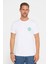 Erkek Slim Fit Dar Kesim %100 Pamuk Yumuşak Dokulu Baskılı Beyaz Bisiklet Yaka T-Shirt 2