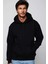 Oversize Geniş Kesim Pamuklu Yumuşak Dokulu İçi Polarlı Basic Siyah Kapüşonlu Sweatshirt 1