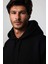 Oversize Geniş Kesim Pamuklu Yumuşak Dokulu İçi Polarlı Basic Siyah Kapüşonlu Sweatshirt 2