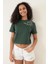 Yeşil Omuzu Papatya Nakışlı Basic Crop T-Shirt- 2413 4