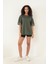 Yeşil Kolları Etnik Nakışlı Oversize Kısa Kollu Kadın T-Shirt- 2406 4