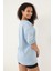 Mavi Kolları Etnik Nakışlı Oversize Kısa Kollu Kadın T-Shirt- 2406 4