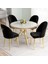 Mos Serisi 90X90 Lak Panel Beyaz Mermer Desen Gold Kaplama Ayaklı Mutfak Masası Takımı ve 4 Sandalye 1