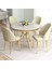 Mos Serisi 90X90 Lak Panel Beyaz Mermer Desen Gold Kaplama Ayaklı Mutfak Masası Takımı ve 4 Sandalye 1