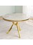 Mos Serisi 90X90 Lak Panel Beyaz Mermer Desen Gold Kaplama Ayaklı Mutfak Masası 1