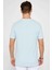 Erkek Slim Fit Dar Kesim %100 Pamuk Yumuşak Dokulu Desenli Mavi Bisiklet Yaka T-Shirt 5