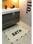 Bath Siyah Ponpon Detaylı Yazılı Banyo Paspası 90×57 1