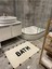 Bath Siyah Ponpon Detaylı Yazılı Banyo Paspası 90×57 4