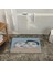 Mavi Bej Temalı Erkek ve Kadın Portre Desenli Modern Dekoratif Banyo Paspası 90×60 Dijital Baskı 2