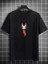 Bisiklet Yaka Baskılı Oversize T-Shirt - Siyah 1