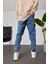 Paça Barkodlu Taşlamalı Mavi Jean G-115 4