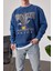 Brooklyn Yıkamalı Mavi Sweatshirt 2