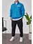 Nyc Yakası Fermuarlı Mavi Sweatshirt 1