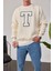 T Harf Baskılı Krem Sweatshirt 2