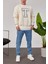 T Harf Baskılı Krem Sweatshirt 3