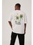 Arkası Palmiye Baskılı Beyaz Tshirt 2