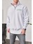 Nyc Yakası Fermuarlı Beyaz Sweatshirt 2