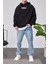 Positive Vibes Siyah Kapüşonlu Sweatshirt 2
