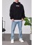 Positive Vibes Siyah Kapüşonlu Sweatshirt 4
