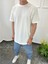 Oval Kesim Basic Kırık Beyaz Tshirt 2