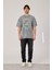 New York Baskılı Yıkamalı Gri Tshirt 1