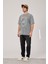 New York Baskılı Yıkamalı Gri Tshirt 2