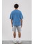 Young Atelier Yazılı Mavi Yıkamalı Oversize Tshirt 3