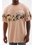 Bisiklet Yaka Baskılı Oversize T-Shirt - Bej 2