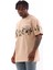 Bisiklet Yaka Baskılı Oversize T-Shirt - Bej 5