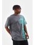 Bisiklet Yaka Baskılı Oversize T-Shirt - Gri 3