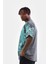 Bisiklet Yaka Baskılı Oversize T-Shirt - Gri 4