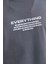 Bisiklet Yaka Baskılı Oversize T-Shirt - Gri 2