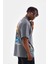 Bisiklet Yaka Baskılı Oversize T-Shirt - Gri 4