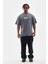 Bisiklet Yaka Baskılı Oversize T-Shirt - Gri 5
